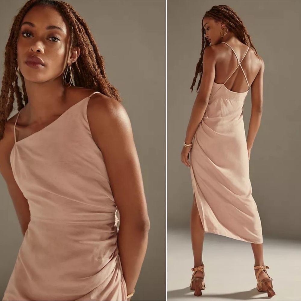 Anthropologie pink midi dress